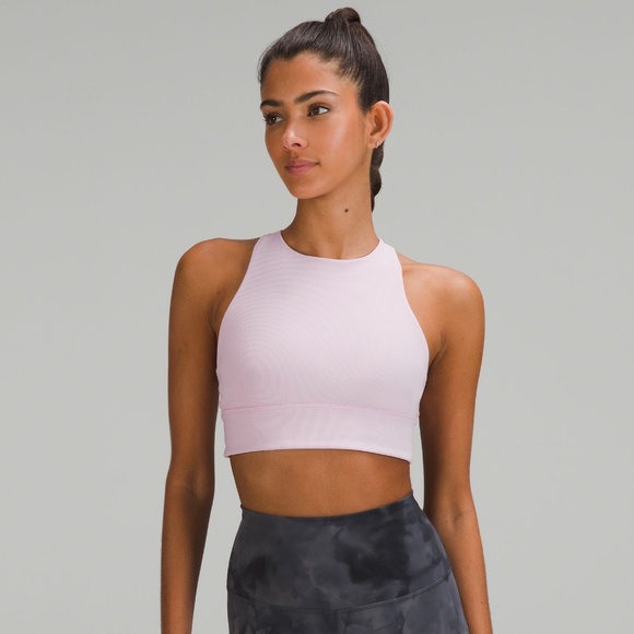 lululemon athletica Other - Lululemon Energy Bra High Neck Long Line Ribbed (Size 6) Pink Peony NWT